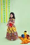 Mother-Daugther Combo Cotton Embroidered Lehenga Choli Set (WAVE- Combo) - Yellow