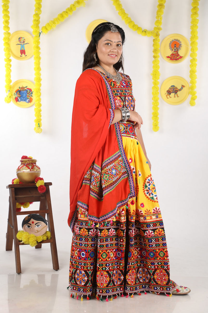 Banjara India Cotton Long Flair Aari Embroidery Kutch Work main image 0
