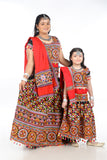 Mother-Daugther Combo Cotton Embroidered Lehenga Choli Set (BWR- Combo) - Black