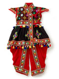 Banjara India Embroidered Kediya Dhoti Set For Boys and Girls_KD-CKS-Black