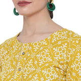 Banjara India Pastel Yellow Printed Straight Rayon Kurti