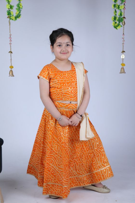 Banjara India Kutchi Emboidered Yellow Girls Chaniya Choli with Dupatta (CC-BANDHEJ) - Yellow