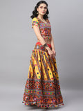 Banjara India Cotton Long Flair Aari Embroidery Kutch Work (Lehenga Choli) Chaniya Choli Set with Dupatta-(CC-SLASH-YELLOW)
