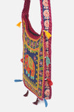Banjara India Elephant Design Kutchi Mirrorwork Hand Embroidered Shoulder Bag (BAG-BlueMaroon)