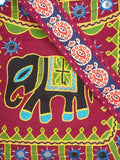 Banjara India Elephant Design Kutchi Mirrorwork Hand Embroidered Shoulder Bag (BAG-RedRed)