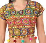 Banjara India Cotton Long Flair Aari Embroidery Kutch Work (Lehenga Choli) Chaniya Choli Set with Dupatta-SuperKaju-02