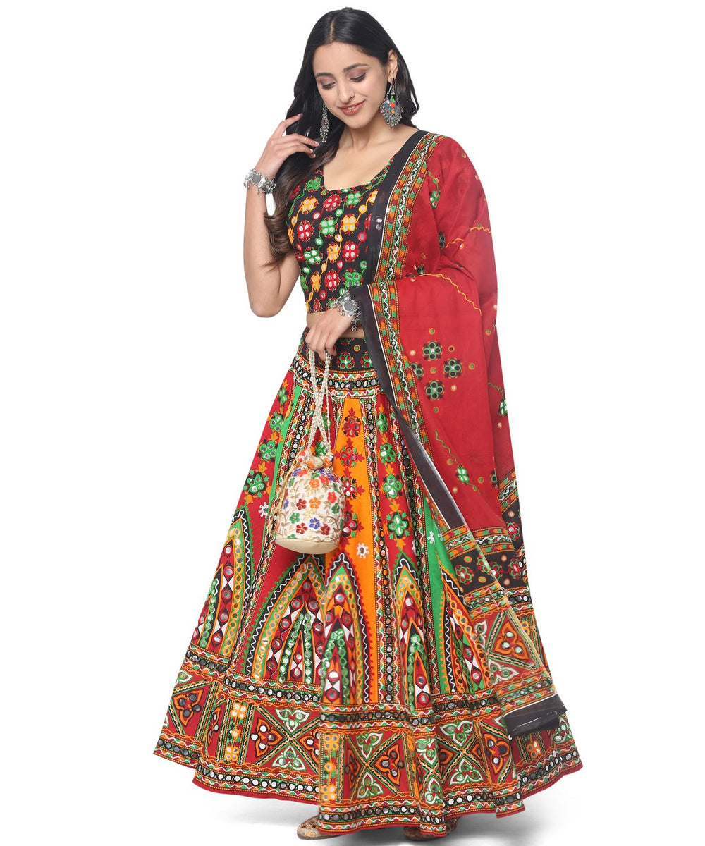 Banjara India Cotton Long Flair Aari Embroidery Kutch Work (Lehenga Ch