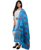 Banjara India Women's Pure Cotton Aari Embroidery & Foil Mirrors Dupatta (Chakachak) Turquoise Blue- CHK13 - Banjara India
