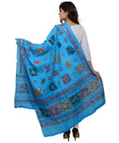 Banjara India Women's Pure Cotton Aari Embroidery & Foil Mirrors Dupatta (Chakachak) Turquoise Blue- CHK13 - Banjara India