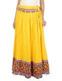 Kutchi Embroidered Border Rayon Skirt/Chaniya - KutchiSkirt-Yellow
