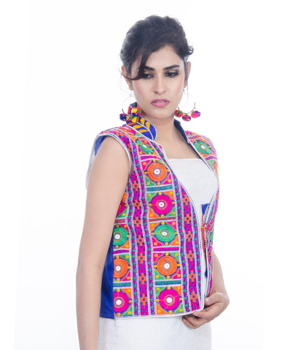 Cotton Kutchi Embroidered Short Jacket/Koti/Shrug (Keri Allover) RED - KJK03 main image 0