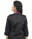 Banjara India Women's Dupion Silk Kutchi Embroidered Sleeveless Waist Length Jacket/Koti/Shrug (Rasna) - MJK-RAS01 - Banjara India