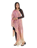Banarasi Kora Silk Zari Dupatta - Rani-Pink