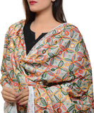 Banjara India Women's Pure Cotton Aari Embroidery & Foil Mirrors Dupatta (Rasna) White - RSN02 - Banjara India