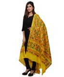 Banjara India Women's Pure Cotton Aari Embroidery & Foil Mirrors Dupatta (Rasna) Lemon Yellow - RSN08 - Banjara India