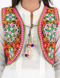 Banjara India Women’s Cotton Blend Kutchi Embroidered Sleeveless Short Ethnic Jacket/Koti (SSE-2002) – Black - Banjara India