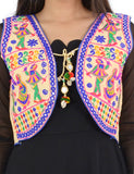 Banjara India Women’s Cotton Blend Kutchi Embroidered Sleeveless Short Ethnic Jacket/Koti (SSE-3003) – Beige - Banjara India