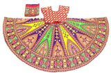 Banjara India Cotton Long Flair Aari Embroidery Kutch Work (Lehenga Choli) Chaniya Choli Set with Dupatta--Temple-05