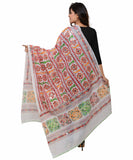Banjara India Women's Pure Cotton Aari Embroidery & Foil Mirrors Dupatta (Bharchak VIP) White - VIP02 - Banjara India