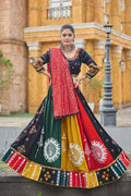 Banjara India Cotton Long Flair Aari Embroidery Kutch Work (Lehenga Choli) Chaniya Choli Set with Dupatta -FSCC-Fancy-Black