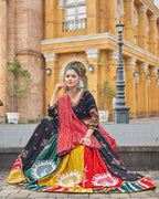 Banjara India Cotton Long Flair Aari Embroidery Kutch Work (Lehenga Choli) Chaniya Choli Set with Dupatta -FSCC-Fancy-Black