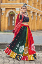 Banjara India Cotton Long Flair Aari Embroidery Kutch Work (Lehenga Choli) Chaniya Choli Set with Dupatta -FSCC-Fancy-Black