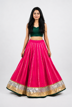 Banjara India Black Premium Rayon Kali Skirt/Chaniya – Skirt-Sona Chandi- Rani Pink