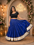 Banjara India Black Premium Rayon Kali Skirt/Chaniya – Skirt-Sona Chandi- Royal Blue