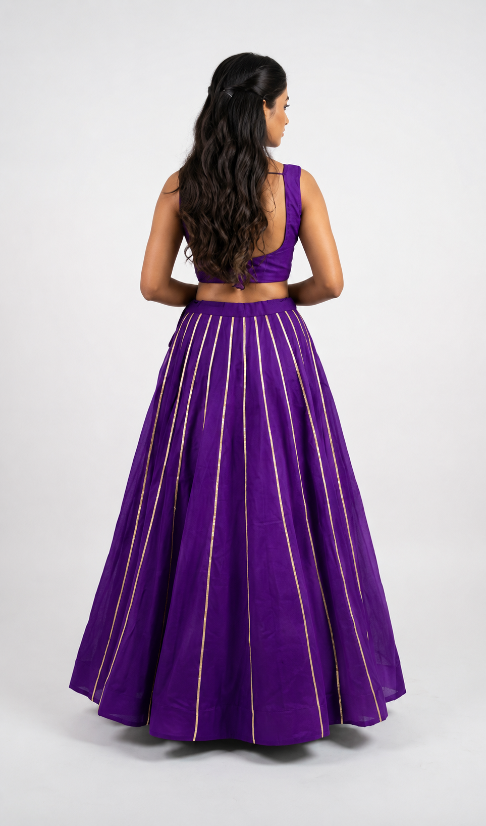 Banjara India Black Roman Silk Kali Skirt/Chaniya – Skirt-GoldenKali-Purple
