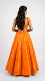 Banjara India Black Roman Silk Kali Skirt/Chaniya – Skirt-GoldenKali-Orange