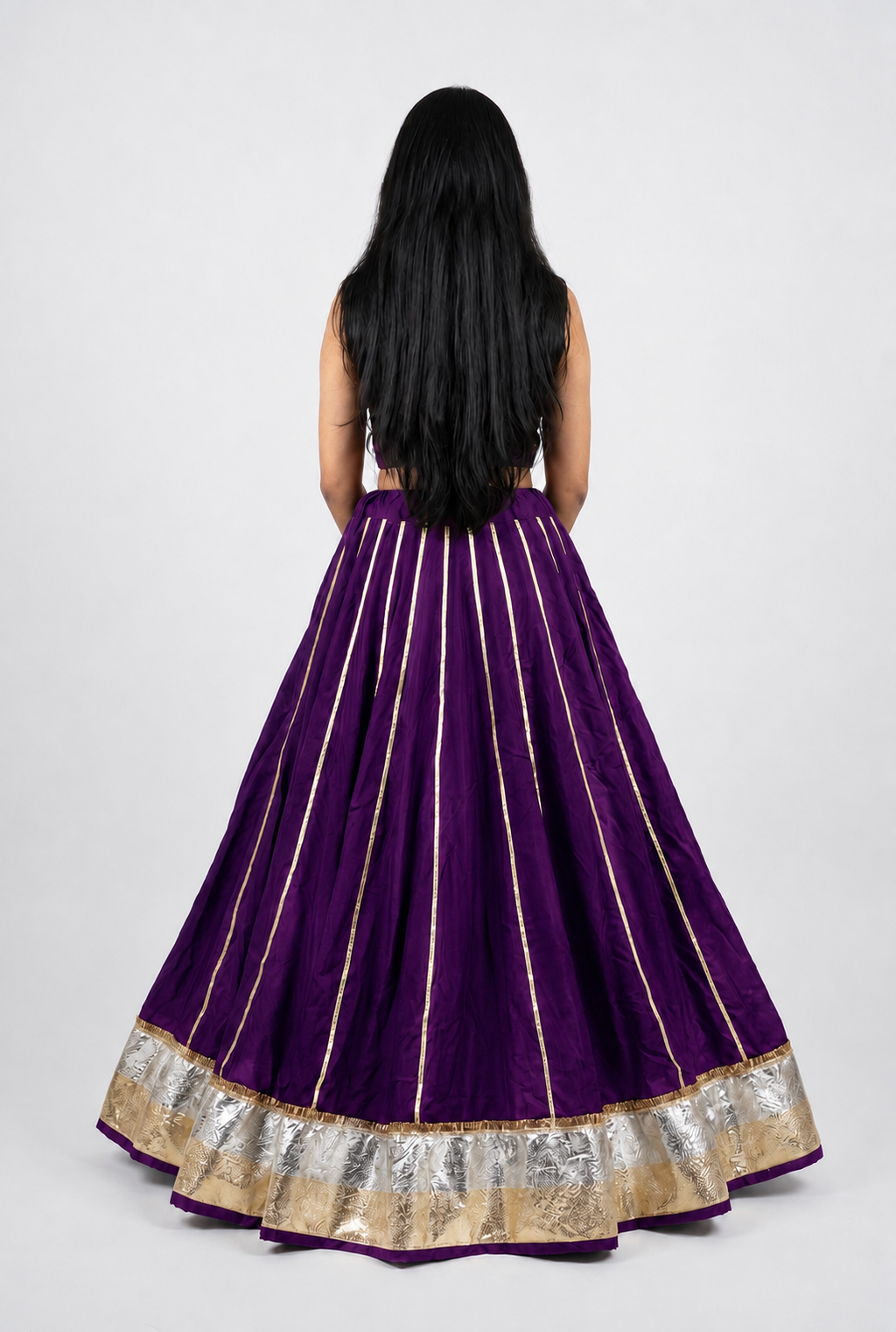 Banjara India Black Premium Rayon Kali Skirt/Chaniya – Skirt-Sona Chandi- Purple