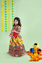 Banjara India Kutchi Emboidered Yellow Girls Chaniya Choli with Dupatta (CC-WAVE) - YELLOW