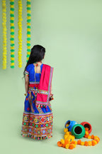 Banjara India Kutchi Emboidered Blue Girls Chaniya Choli with Dupatta (CC-WAVE) - Blue