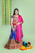 Banjara India Cotton Long Flair Aari Embroidery Kutch Work (Lehenga Choli) Chaniya Choli Set with Dupatta -(CC-WAVE-BLUE)