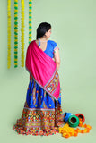 Banjara India Cotton Long Flair Aari Embroidery Kutch Work (Lehenga Choli) Chaniya Choli Set with Dupatta -(CC-WAVE-BLUE)