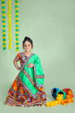 Banjara India Kutchi Emboidered Orange Girls Chaniya Choli with Dupatta (CC-WAVE) - ORANGE