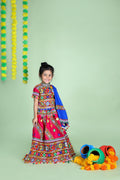 Banjara India Kutchi Emboidered Pink Girls Chaniya Choli with Dupatta (CC-WAVE) - Pink