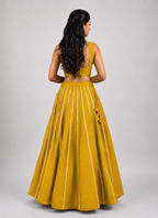 Banjara India Black Roman Silk Kali Skirt/Chaniya – Skirt-GoldenKali-Mustard Yellow