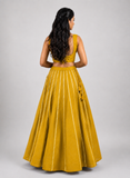 Banjara India Black Roman Silk Kali Skirt/Chaniya – Skirt-GoldenKali-Mustard Yellow