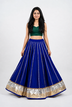 Banjara India Black Premium Rayon Kali Skirt/Chaniya – Skirt-Sona Chandi- Royal Blue