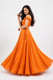Banjara India Black Roman Silk Kali Skirt/Chaniya – Skirt-GoldenKali-Orange