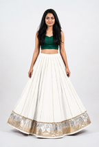 Banjara India Black Premium Rayon Kali Skirt/Chaniya – Skirt-Sona Chandi- Off-White