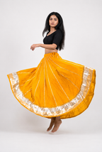 Banjara India Black Premium Rayon Kali Skirt/Chaniya – Skirt-Sona Chandi- Mustard Yellow