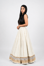 Banjara India Black Premium Rayon Kali Skirt/Chaniya – Skirt-Sona Chandi- Off-White