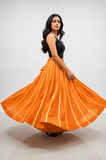 Banjara India Black Roman Silk Kali Skirt/Chaniya – Skirt-GoldenKali-Orange