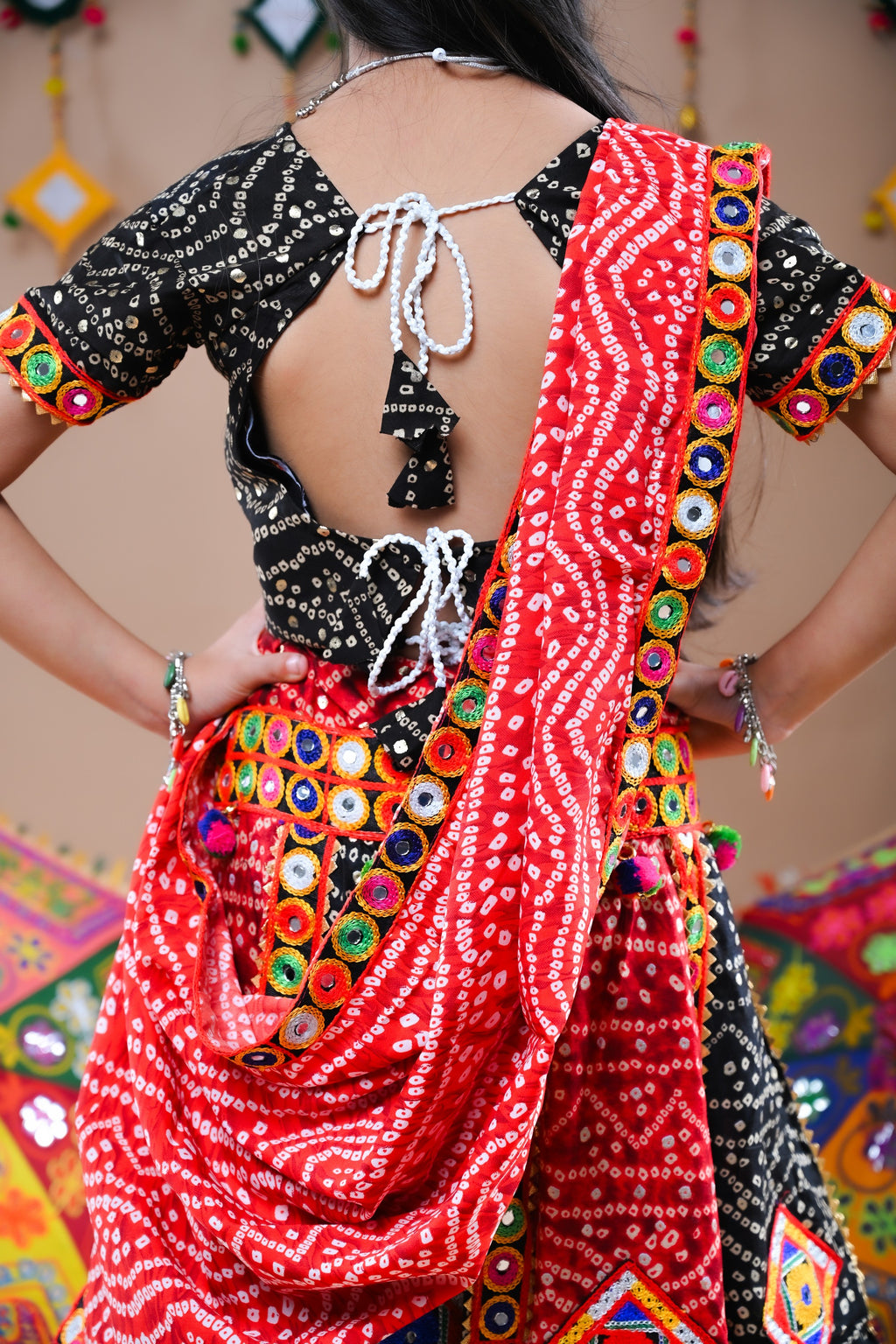 Banjara India Festive Wear Kutch work Embroidered Girls Lehenga Choli Set with Dupatta (CC-FRNA) - Red