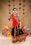 Banjara India Festive Wear Kutchwork Embroidered Girls Lehenga Choli Set with Dupatta (CC-SCKK) - Black