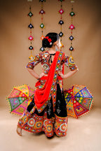 Banjara India Festive Wear Kutchwork Embroidered Girls Lehenga Choli Set with Dupatta (CC-SCKK) - Black