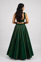 Banjara India Black Roman Silk Kali Skirt/Chaniya – Skirt-GoldenKali-Bottle Green