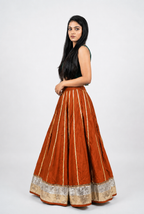Banjara India Black Premium Rayon Kali Skirt/Chaniya – Skirt-Sona Chandi- Rust